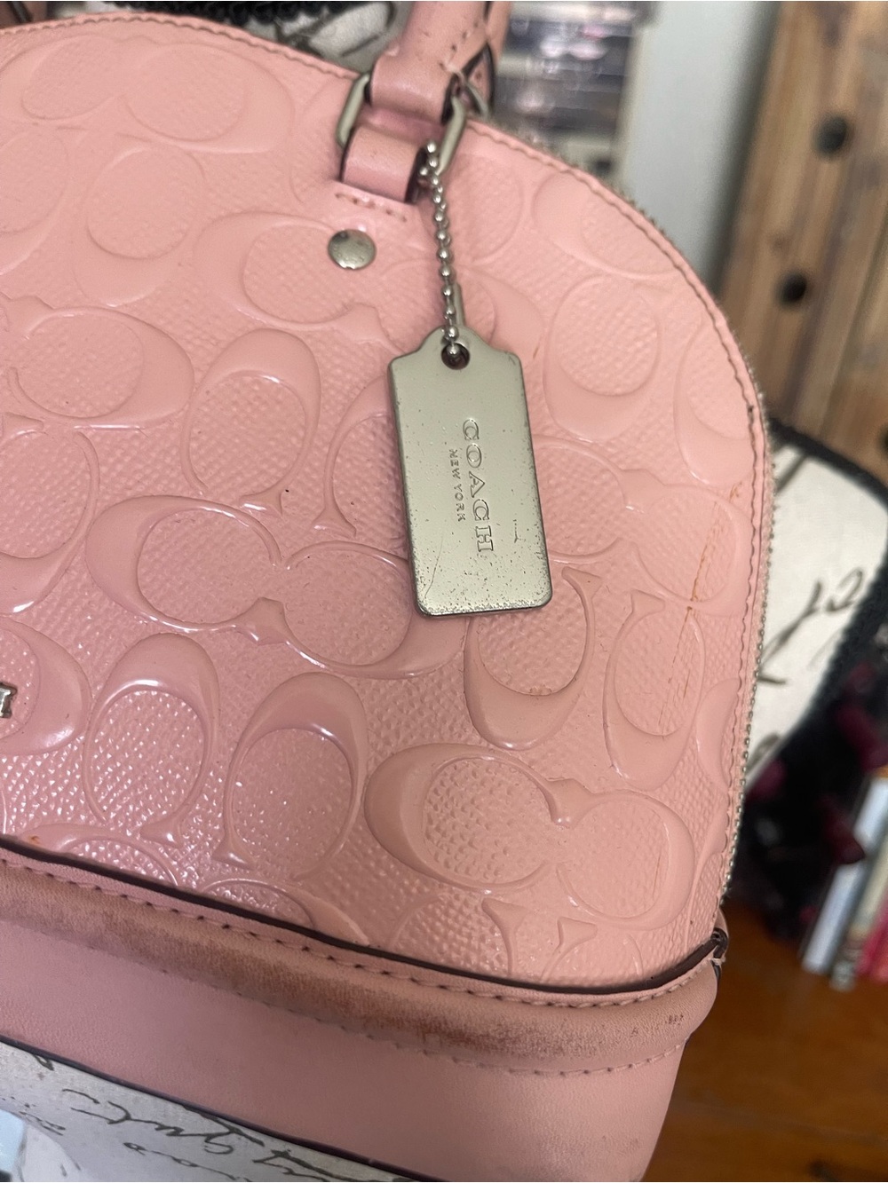 Coach Blush Pink Mini Sierra Embossed Signature Satchel - Picture 3 of 14